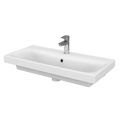 Cersanit S801-221-DSM - Wall-mounted bathroom vanity with sink MODUO 80x62x45 cm glossy white