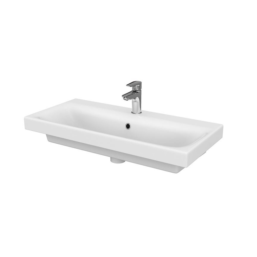 Cersanit S801-221-DSM - Wall-mounted bathroom vanity with sink MODUO 80x62x45 cm glossy white