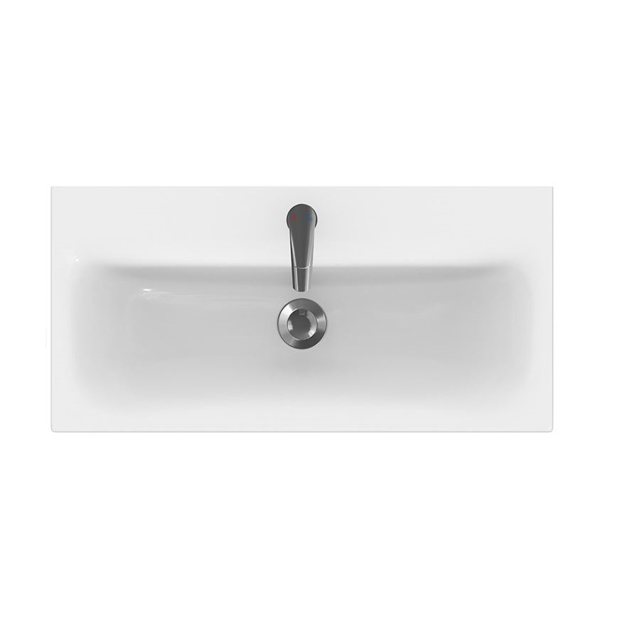 Cersanit S801-221-DSM - Wall-mounted bathroom vanity with sink MODUO 80x62x45 cm glossy white