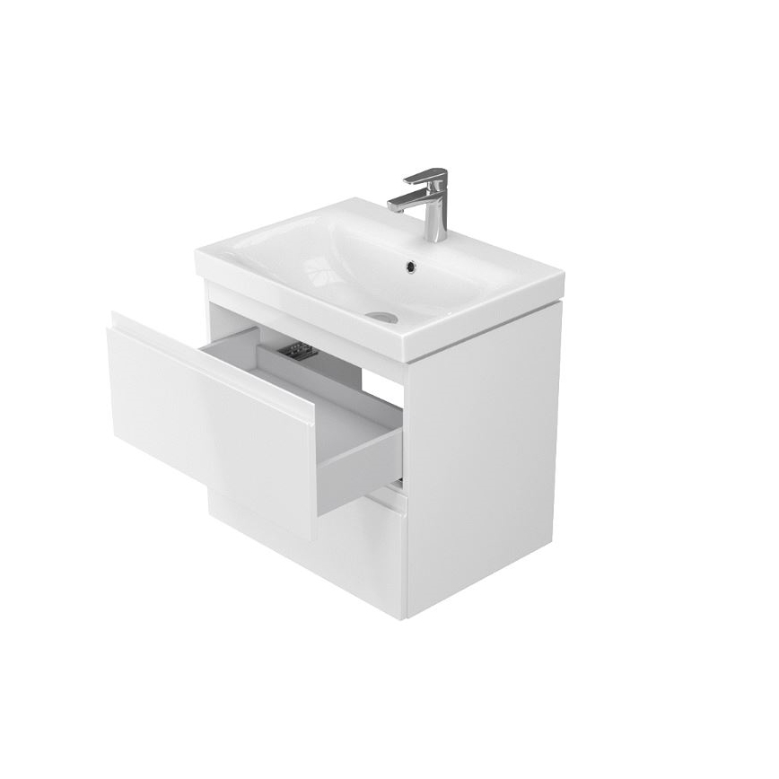 Cersanit S801-223-DSM - MODUO wall-hung bathroom vanity with basin 60x57x45 cm, high-gloss white