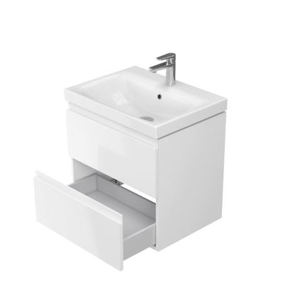 Cersanit S801-223-DSM - MODUO wall-hung bathroom vanity with basin 60x57x45 cm, high-gloss white