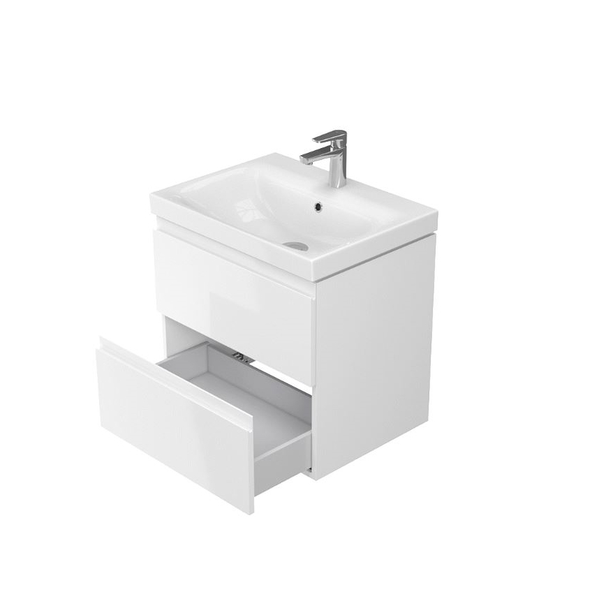 Cersanit S801-223-DSM - MODUO wall-hung bathroom vanity with basin 60x57x45 cm, high-gloss white