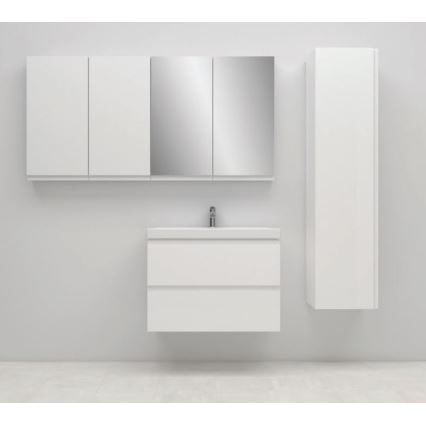 Cersanit S801-225-DSM - Hanging bathroom cabinet with a basin MEDA SLIM 62x80 cm shiny white