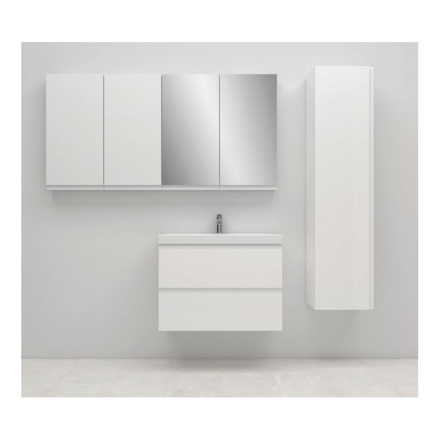 Cersanit S801-225-DSM - Hanging bathroom cabinet with a basin MEDA SLIM 62x80 cm shiny white