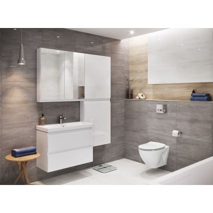 Cersanit S801-225-DSM - Hanging bathroom cabinet with a basin MEDA SLIM 62x80 cm shiny white