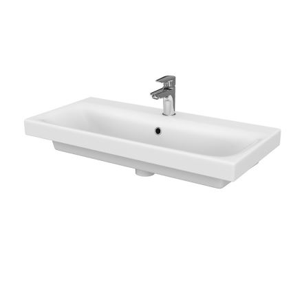 Cersanit S801-225-DSM - Hanging bathroom cabinet with a basin MEDA SLIM 62x80 cm shiny white
