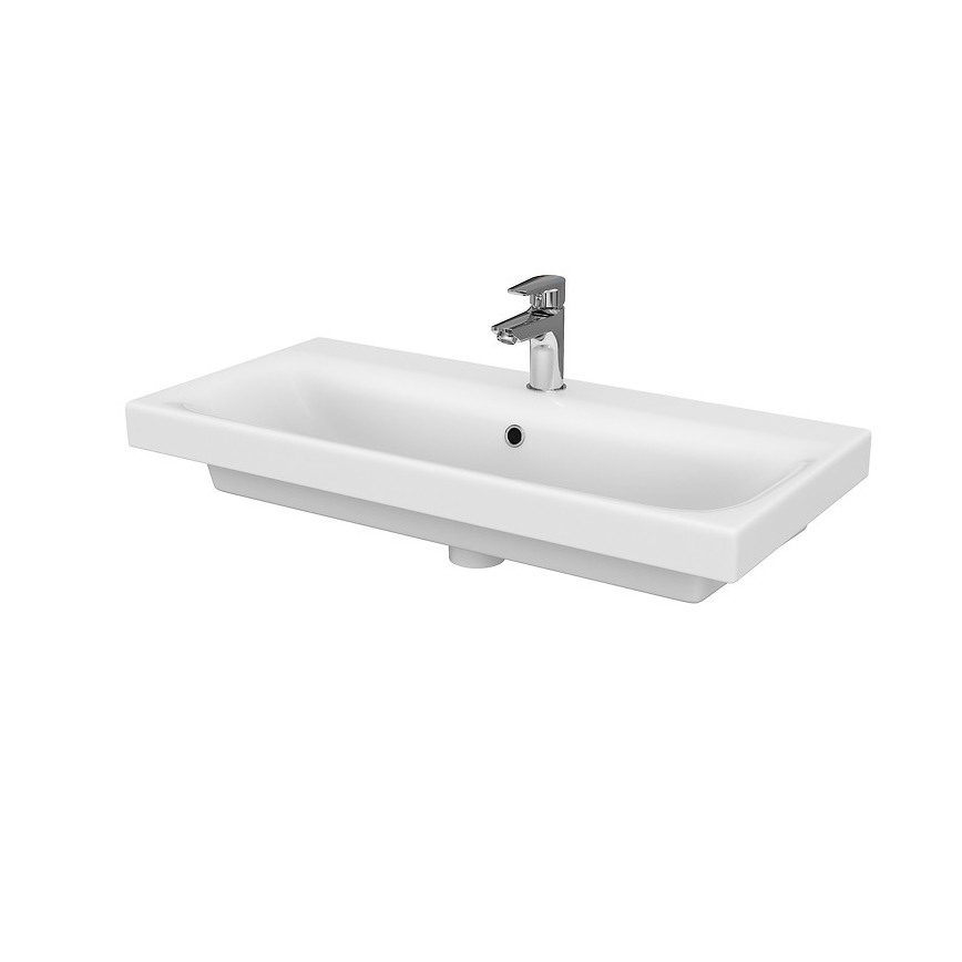 Cersanit S801-225-DSM - Hanging bathroom cabinet with a basin MEDA SLIM 62x80 cm shiny white