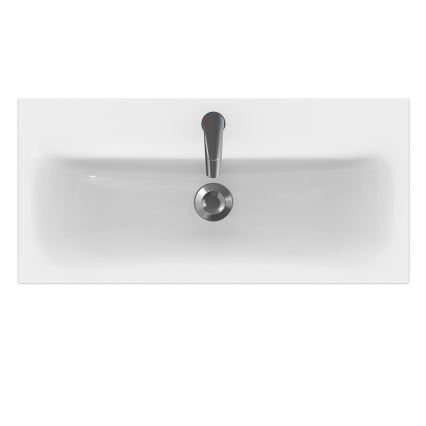 Cersanit S801-225-DSM - Hanging bathroom cabinet with a basin MEDA SLIM 62x80 cm shiny white
