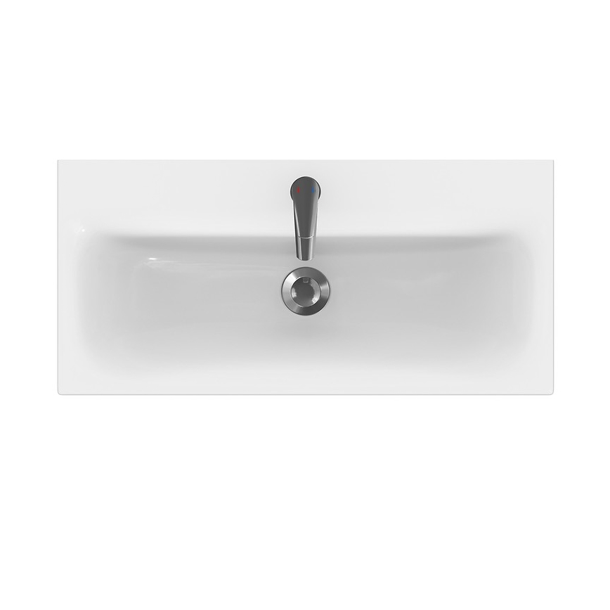 Cersanit S801-225-DSM - Hanging bathroom cabinet with a basin MEDA SLIM 62x80 cm shiny white