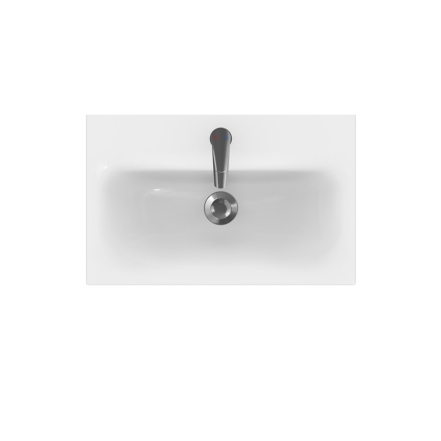 Cersanit S801-227-DSM - MODUO SLIM Wall-hung Bathroom Vanity with Integrated Basin, 60x57x38 cm, Glossy White