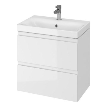 Cersanit S801-227-DSM - Wall-hung bathroom cabinet with integrated basin MODUO SLIM 60x38 cm glossy white
