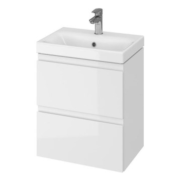 Cersanit S801-229-DSM - Hanging bathroom cabinet with a basin MEDA SLIM 62x50 cm shiny white