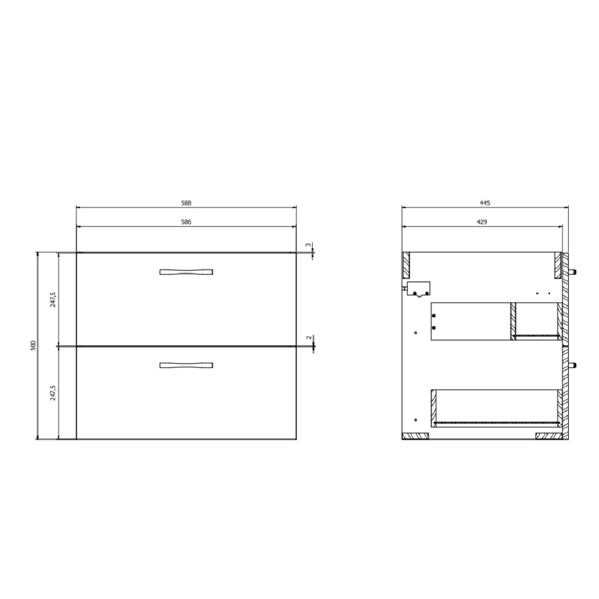 Cersanit S801-309-DSM - Wall-hung bathroom vanity with sink NIKO 60x50x45 cm white
