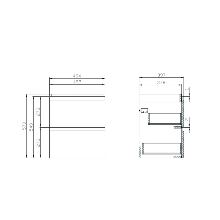 Cersanit S801-312-ECO - Wall-hung bathroom vanity with basin MODUO 50x57x40 cm white