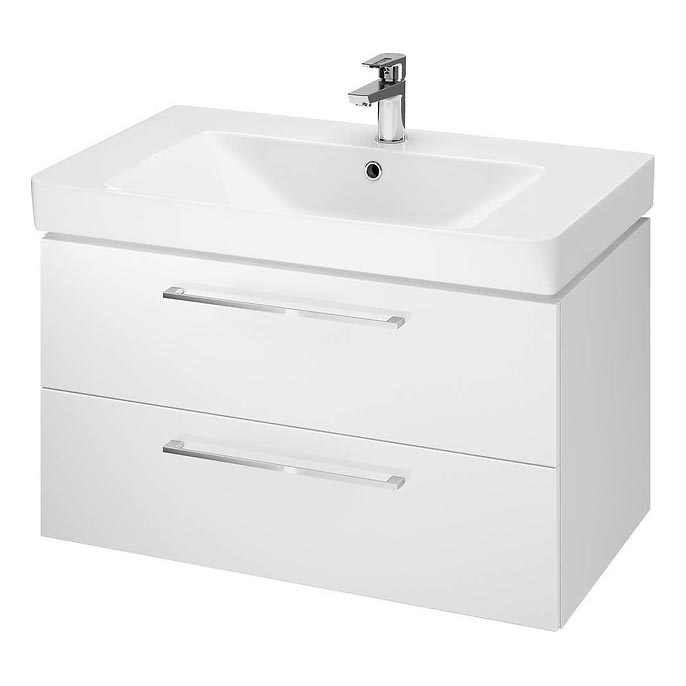 Cersanit S801-338-DSM - LARA 80x45 cm Wall-Mounted Bathroom Vanity with Basin, White