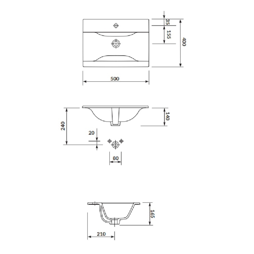 Cersanit S801-456 - NIKO 50x40 cm Wall-Mounted Bathroom Cabinet with Basin, White
