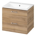 Cersanit S801-457 - NIKO 60x45 cm Wall-Mounted Bathroom Vanity with Basin, Walnut