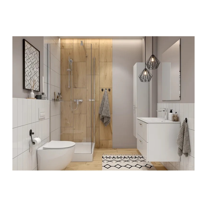 Cersanit S801-538 - NIKO Wall-mounted bathroom cabinet with washbasin, 80x50x45 cm, white