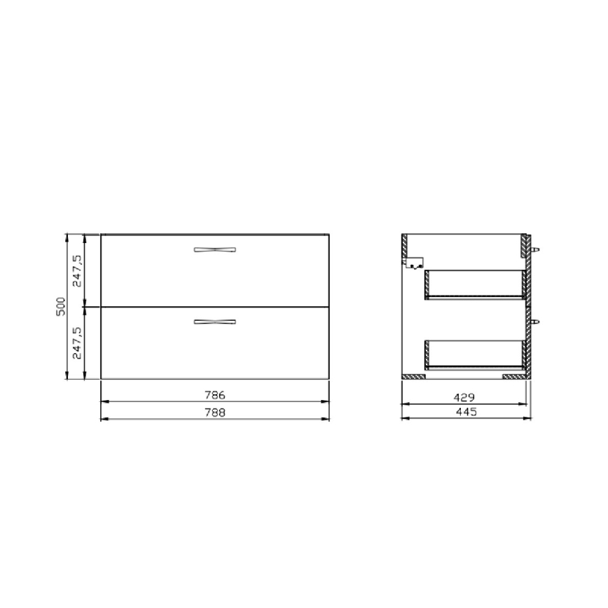 Cersanit S801-538 - NIKO Wall-mounted bathroom cabinet with washbasin, 80x50x45 cm, white