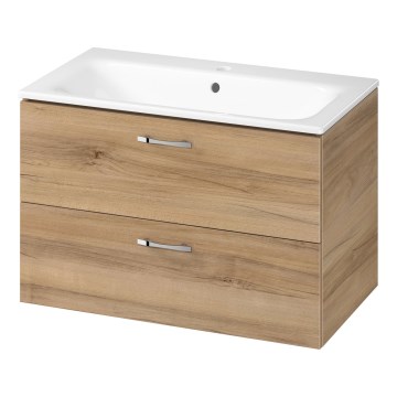 Cersanit S801-539 - NIKO 80x45 cm Wall-hung Bathroom Cabinet with Basin, Walnut