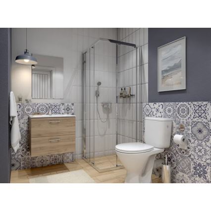 Cersanit S801-539 - NIKO 80x45 cm Wall-hung Bathroom Cabinet with Basin, Walnut