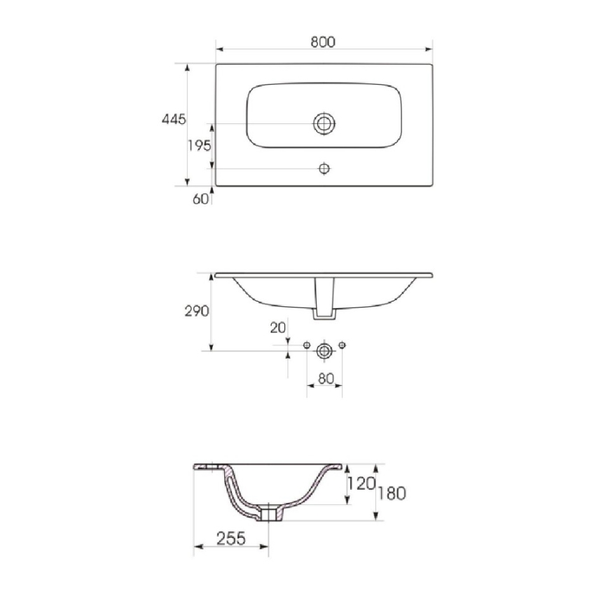 Cersanit S801-539 - NIKO 80x45 cm Wall-hung Bathroom Cabinet with Basin, Walnut