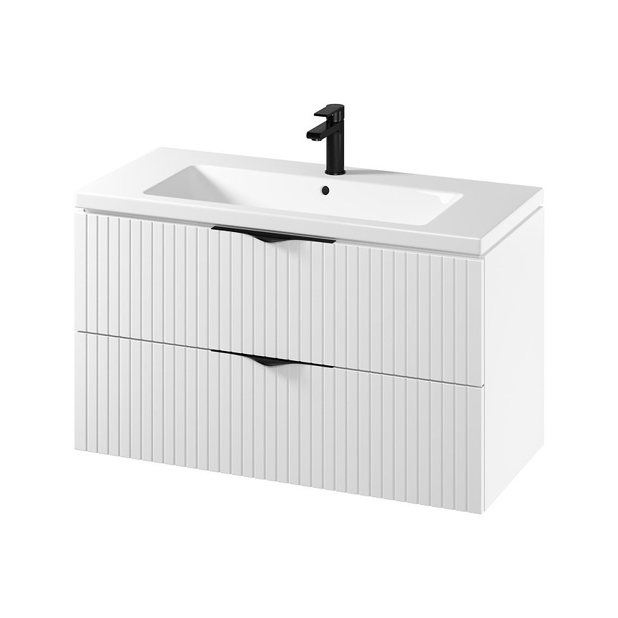Cersanit S801-542 - Wall-Mounted Bathroom Cabinet with Basin TIRSO 100x45 cm, White
