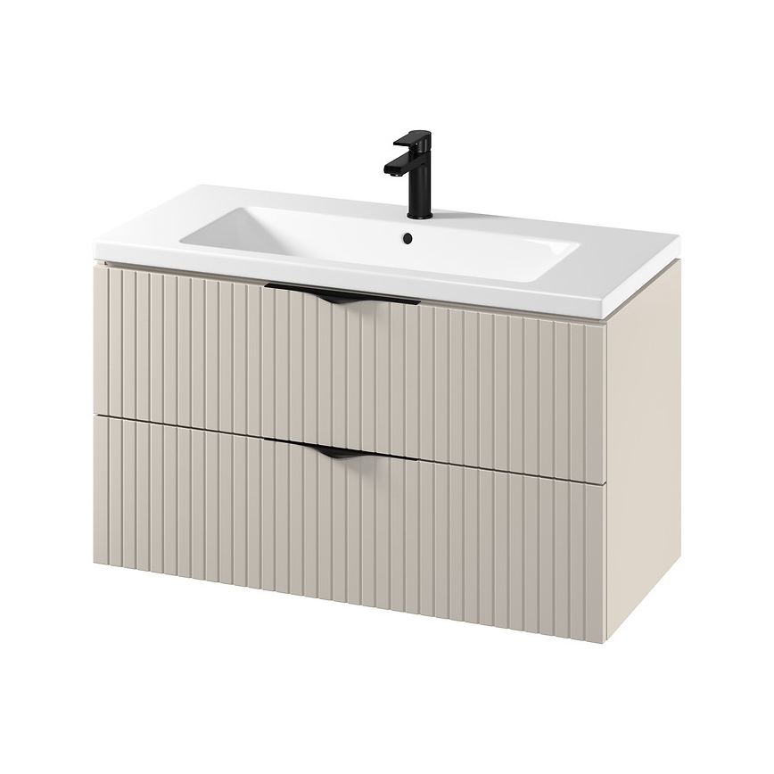Cersanit S801-548 - TIRSO 100x45 cm Wall-Mounted Bathroom Vanity with Basin, Beige