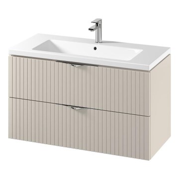 Cersanit S801-548 - TIRSO 100x45 cm Wall-Mounted Bathroom Vanity with Basin, Beige