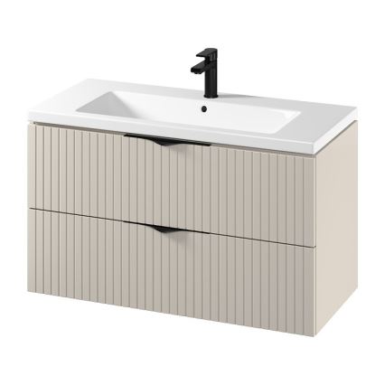 Cersanit S801-548 - Wall-hung bathroom vanity with basin TIRSO 100x60x45 cm beige