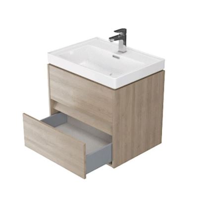 Cersanit S924-008 - CREA wall-mounted under-sink bathroom cabinet 60 x 54 x 45 cm, oak