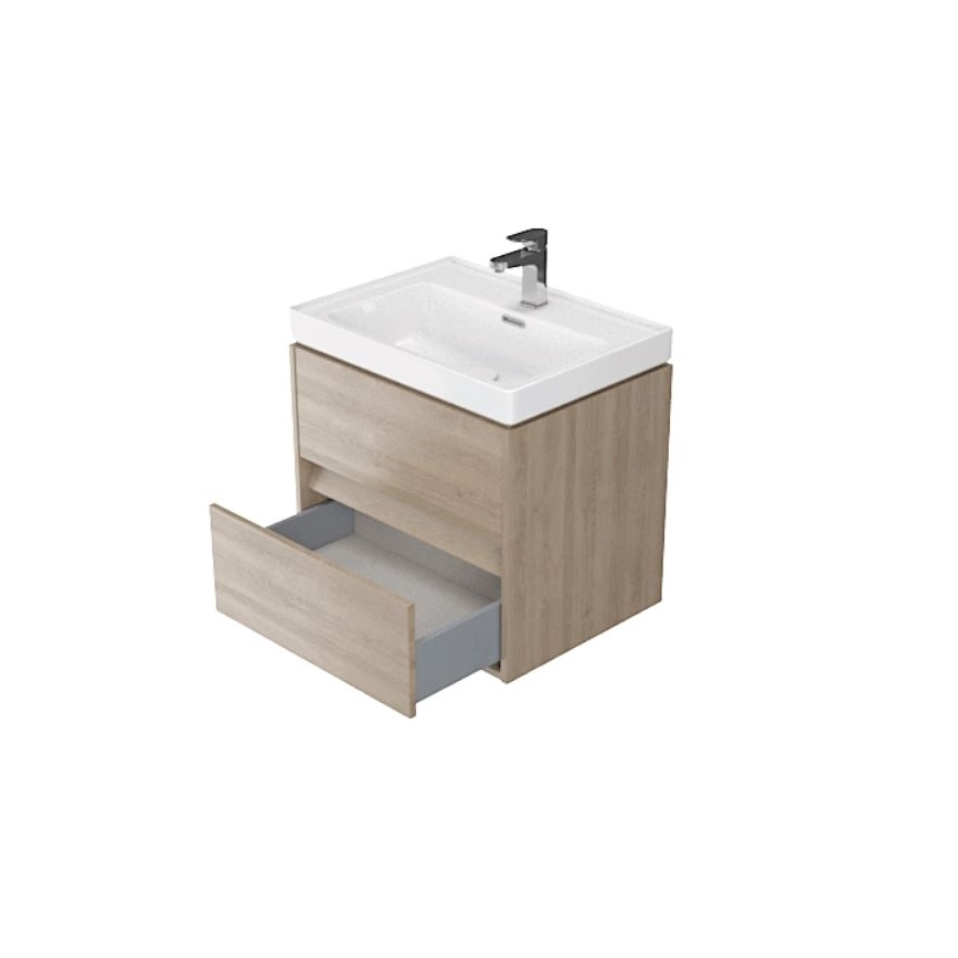 Cersanit S924-008 - CREA wall-mounted under-sink bathroom cabinet 60 x 54 x 45 cm, oak