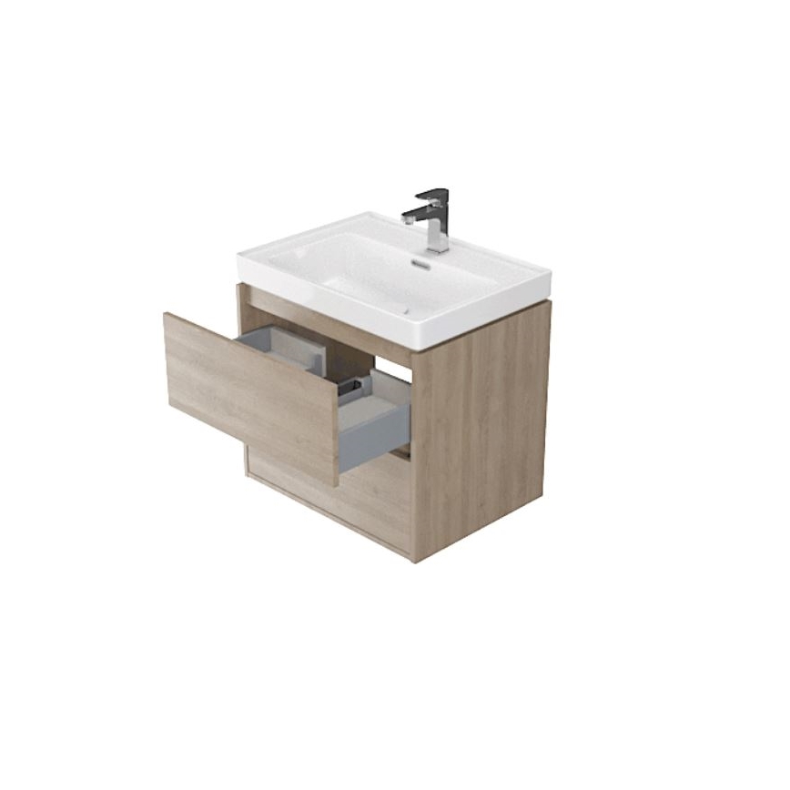 Cersanit S924-008 - CREA wall-mounted under-sink bathroom cabinet 60 x 54 x 45 cm, oak
