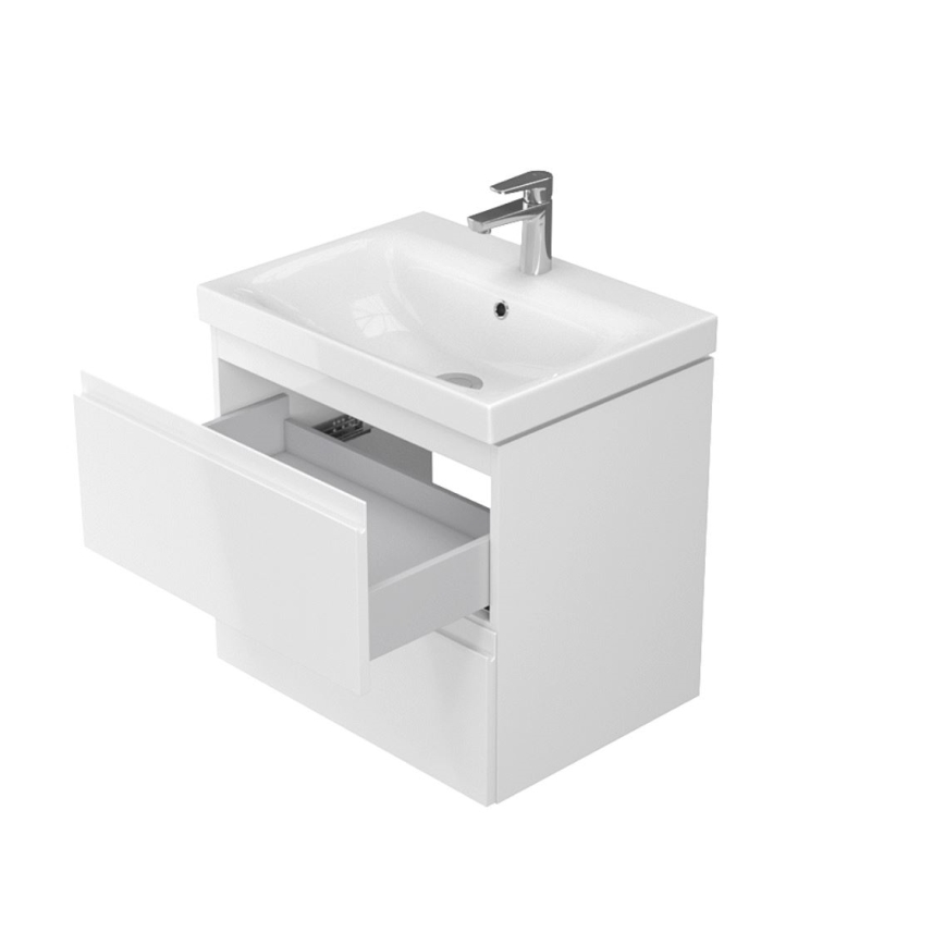 Cersanit S929-010 - Hanging bathroom basin cabinet MODUO 57x59,5 cm shiny white