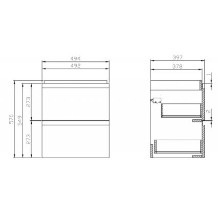 Cersanit S929-012 - Hanging bathroom basin cabinet MEDDIE 57x49,4 cm shiny white