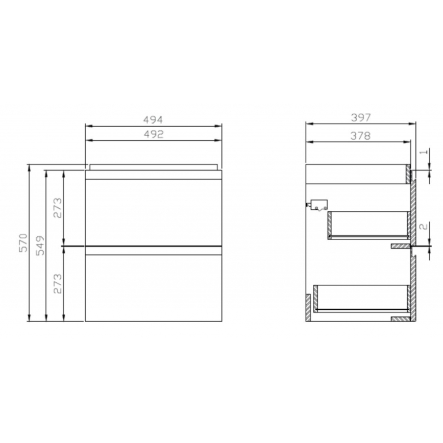 Cersanit S929-012 - Hanging bathroom basin cabinet MEDDIE 57x49,4 cm shiny white