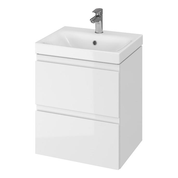 Cersanit S929-012 - MODUO Wall-Mounted Under-Sink Bathroom Cabinet 49.4 x 39.7 cm, Glossy White