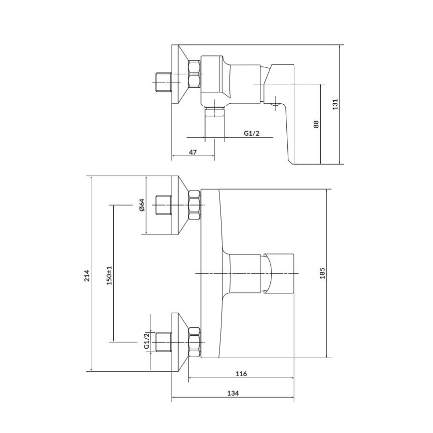 Cersanit S951-034 - Shower tap MILLE black/shiny chrome