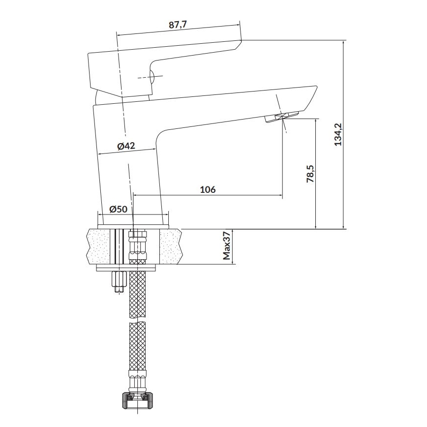 Cersanit S951-047 - Basin tap MILLE 13,4 cm white + waste