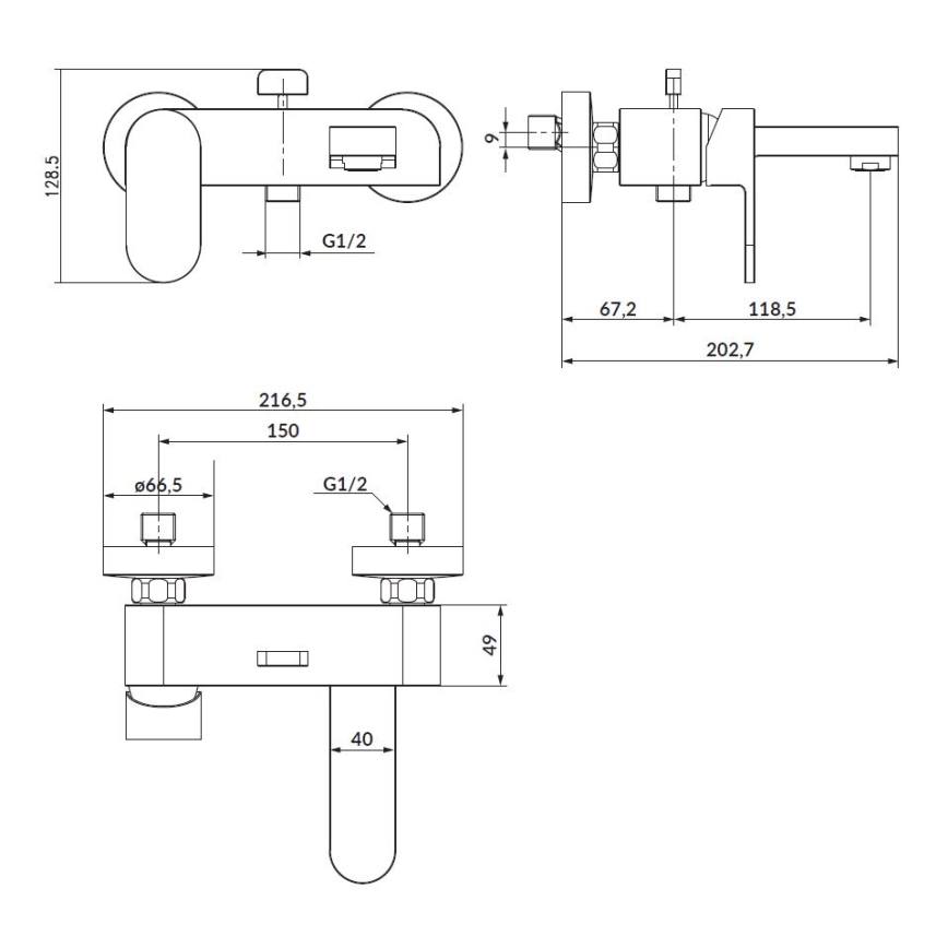 Cersanit S951-307 - Bath tap CREA black