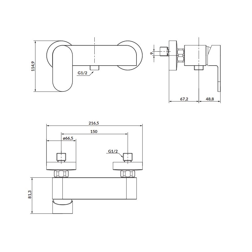 Cersanit S951-319 - Shower tap CREA shiny chrome