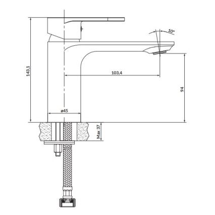 Cersanit S951-331 - Basin tap CREA 14,3 cm black