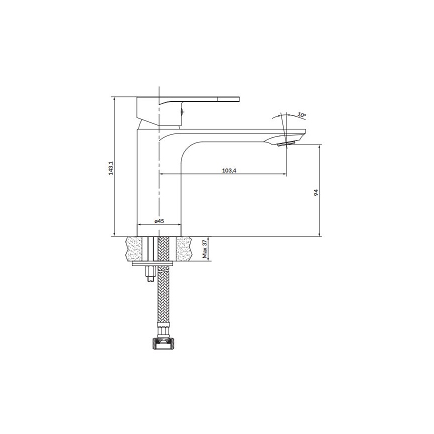 Cersanit S951-331 - Basin tap CREA 14,3 cm black