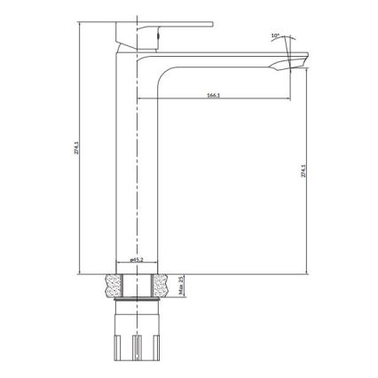 Cersanit S951-332 - Basin tap CREA 27,4 cm black