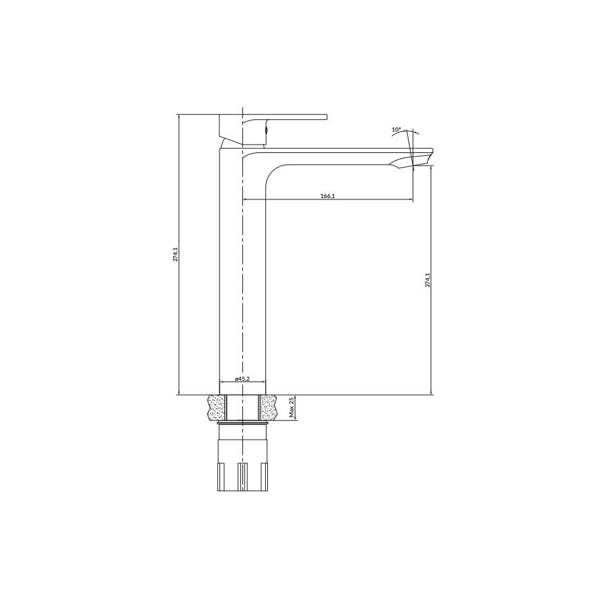 Cersanit S951-332 - Basin tap CREA 27,4 cm black