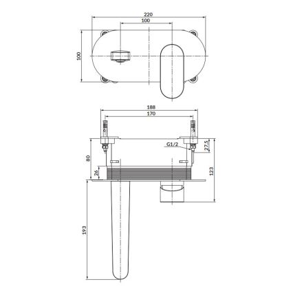 Cersanit S951-333 - Bath tap for concealed installation CREA black