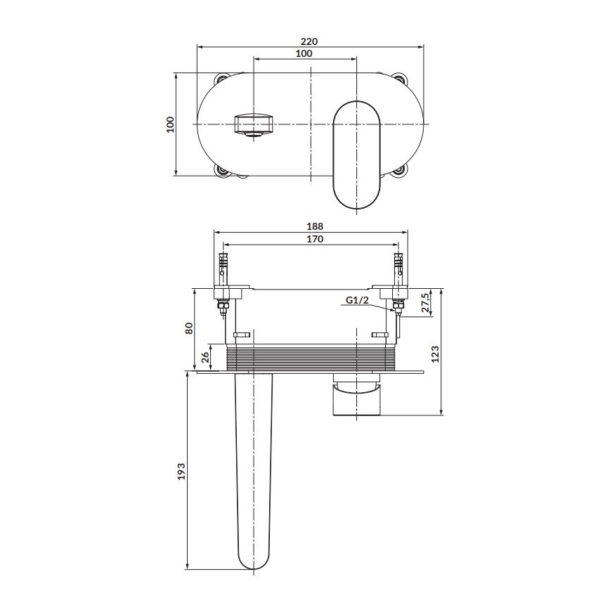 Cersanit S951-333 - Bath tap for concealed installation CREA black