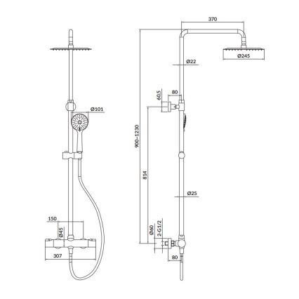 Cersanit S951-340 - Shower set with thermostatic tap CITY shiny chrome
