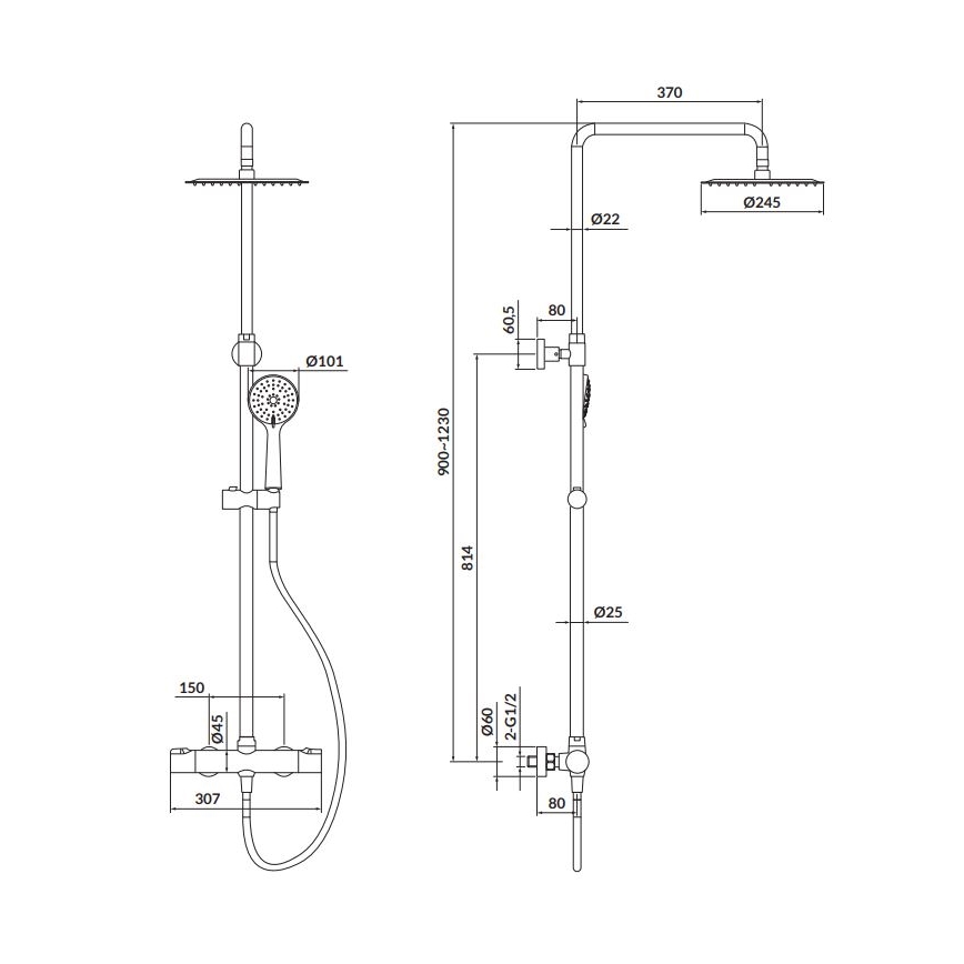 Cersanit S951-340 - Shower set with thermostatic tap CITY shiny chrome