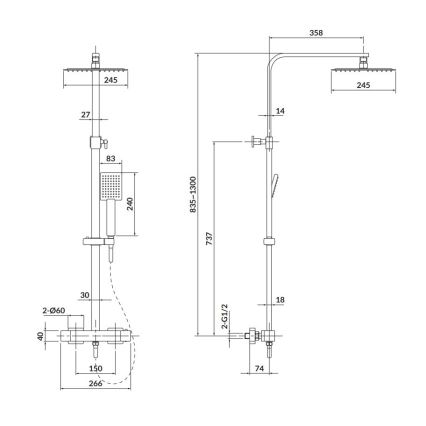 Cersanit S951-341 - Shower set with thermostatic tap CITY shiny chrome